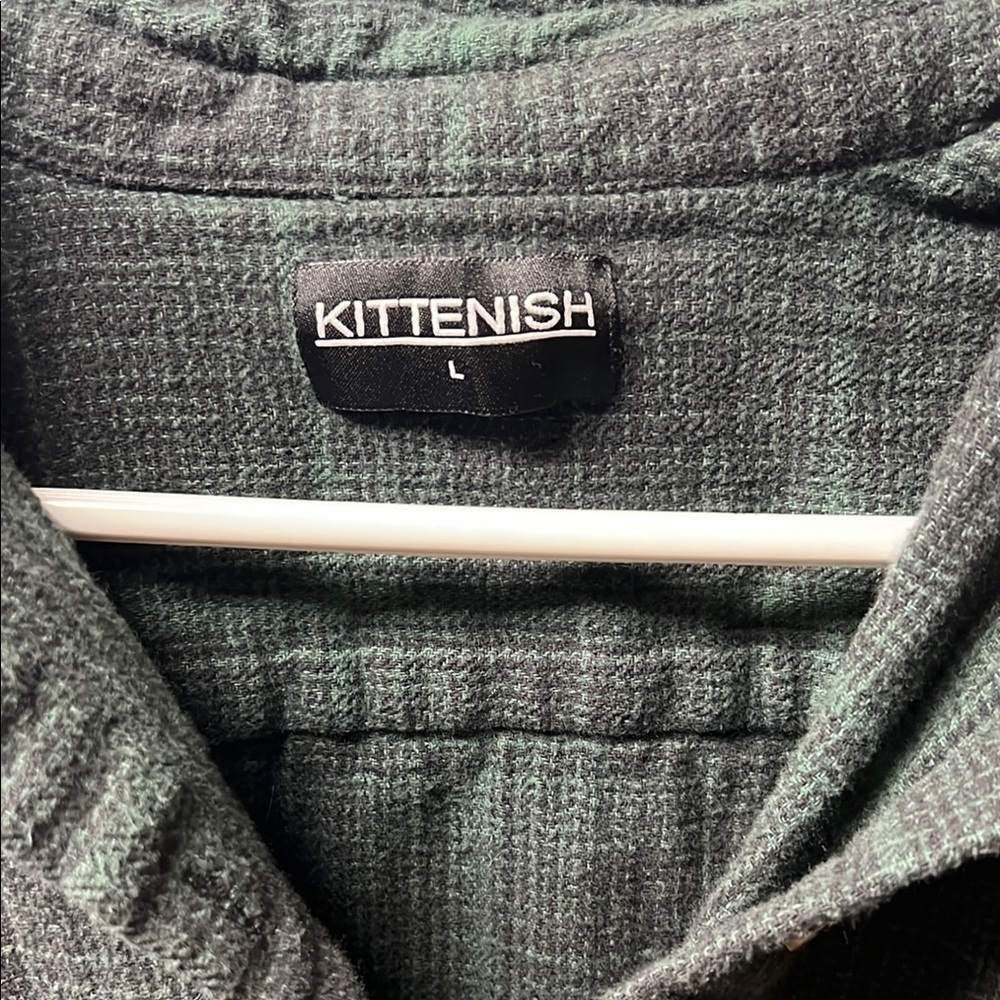 KITTENISH Green Plaid Flannel Shirt, Large - Picture 2 of 4